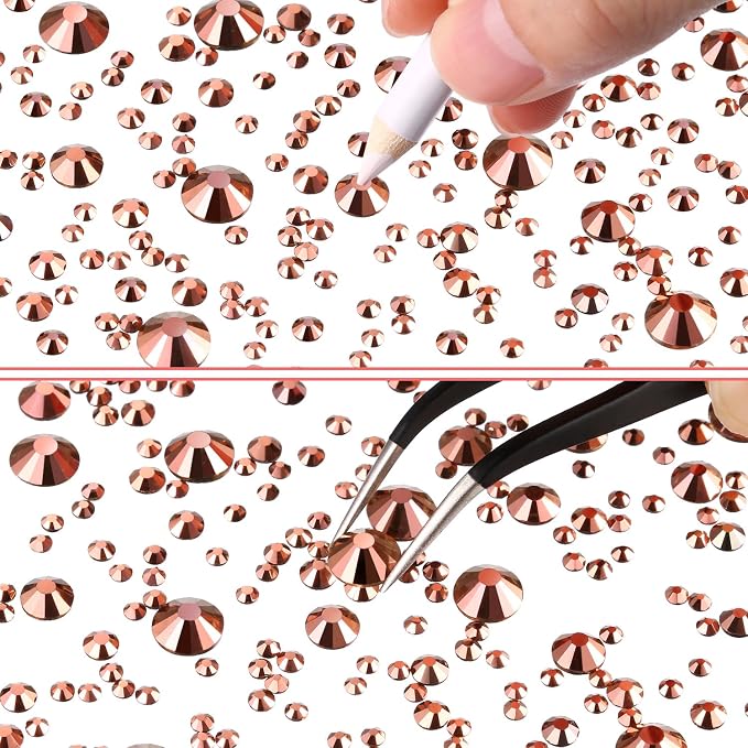 TecUnite 2000 Pieces Rose Gold Round Crystal Rhinestones - Image 4