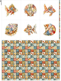Patchwork Fish Cotton Fabric Panel – 6 Designs + Bonus Sheet 29.5×19.6 inch by FabricsTown