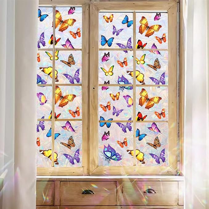 Butterfly Design Stained Glass Window Film by WBQMUNY