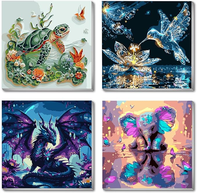 4 Pack Animals Paint by Numbers Kit by Unknown