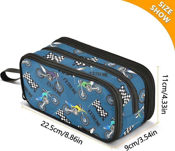 Colorful Motorcycle Pencil Case Box Boys Girls Large Pencil Pouch - Image 7