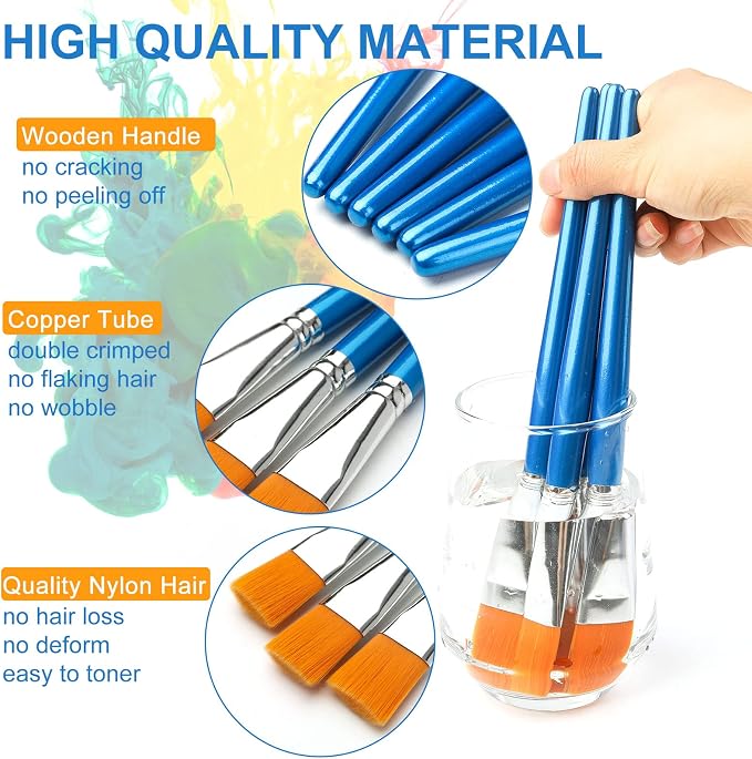 1 inch Flat Paint Brushes for Acrylic Painting, 32 Pieces Large Acrylic Paint - Image 2