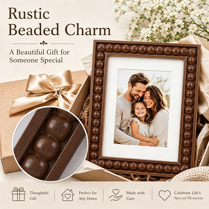 Solid Wood 8x10 Picture Frame Beaded Frame - Image 8