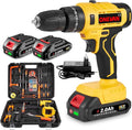 21V Power Drill Set with LED Digital Display, 118PCS Cordless Drill Kit with 2 x 2.0Ah Battery, Tool Set with Electric Drill, 0-1600RMP, Power Tool Kit for Men Women Office Repair Maintain