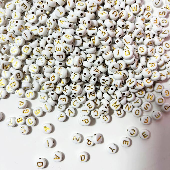YMSDZHL Alphabet Beads A-Z 1300Pcs Letter Beads, Acrylic 4x7mm Round Letter - Image 3