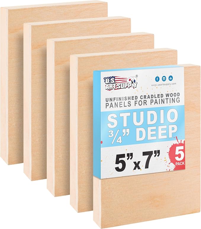 U.S. Art Supply 05" x 07" Unfinished Cradled Wood Panels by USArtSupply