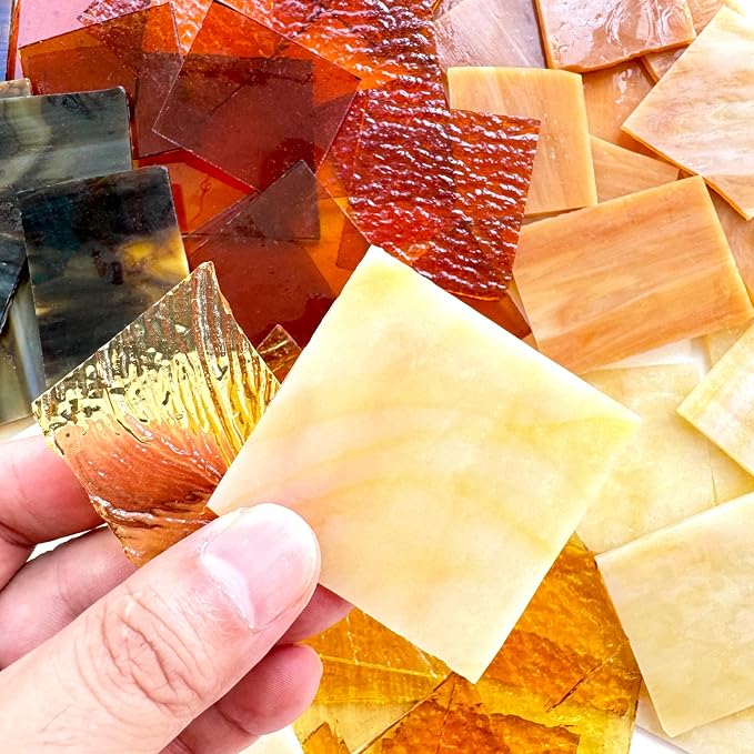 ILLUCKAI 2.2lb Irregular Stained Glass Scraps, Stained Glass Sheets, Mosaic - Image 4