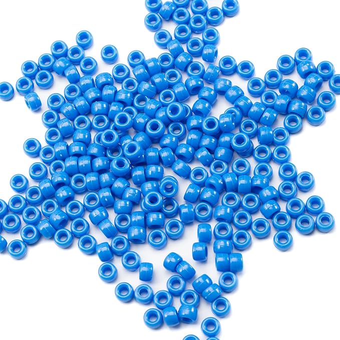 Gxueshan 1000 Pcs Blue Acrylic Pony Beads 6x9mm Bulk by Gxueshan