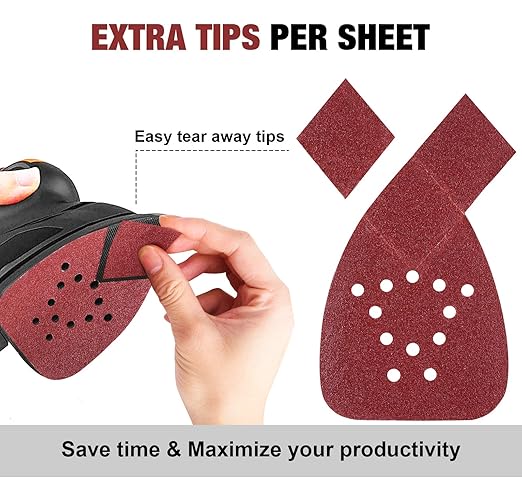 S SATC Mouse Sander Pads 50 PCS Mouse Detail Sander Sandpaper with Extra 3 Tips 60/80/120/150/240 Grits Assortment Mouse Sandpaper 5-1/4" x 3-3/4" 12 Holes