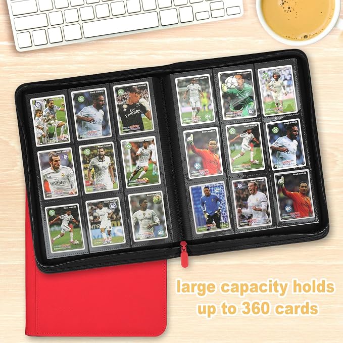 360 Cards Ringless 9-Pocket Side Loading Trading Card Binder, PU Zipper Fixed - Image 6