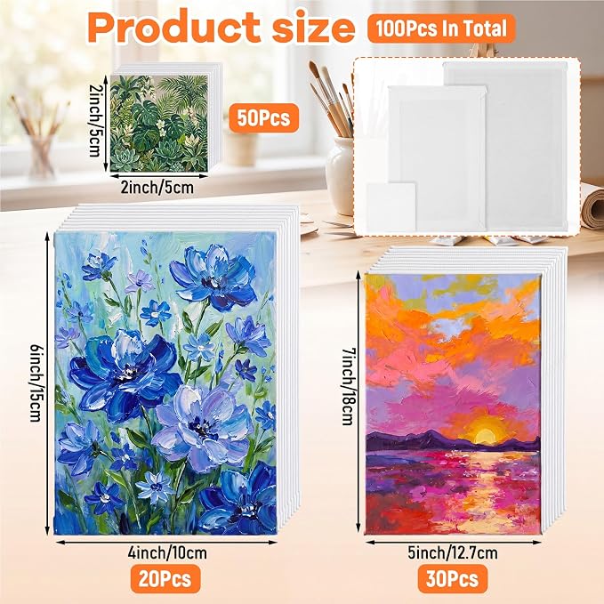 Moinchore 100 Pcs Mini Canvases - Image 2