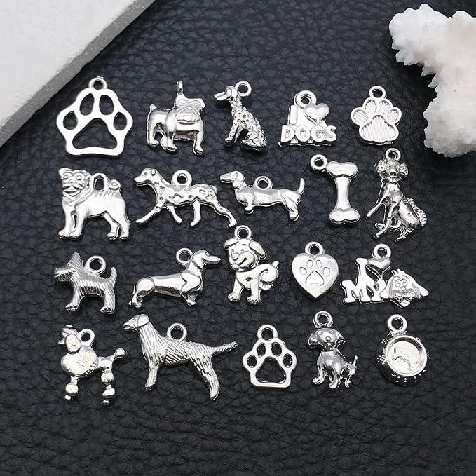 WOCRAFT 60pcs Bright Silver Dogs Bracelet Charms - Image 5