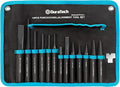 DURATECH 14 Piece Punch/Chisel/Alignment Tool Set, Including Pin Punch, Center Punches, Nail punch, Alignment Tool, Cold Chisels, Chisel Gauge, for Removing Repair Tool, with Rolling Pouch