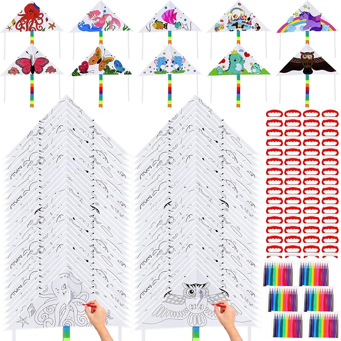 Libima 120 Pack Large Kites for Kids and Adults Bulk 39.4 Inch DIY Making Kit by Libima