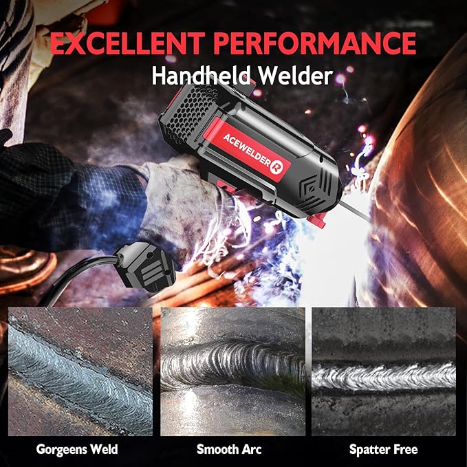 Handheld Welder 110V, Welding Machine 120A Portable Stick Welder, Hand Held Welder Machine IGBT Inverter Digital Display with Welding Tool Set and Toolbox