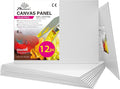 PHOENIX Small Painting Canvas Panels 6x8 Inch, 12 Value Pack - 8 Oz Triple by PHOENIX