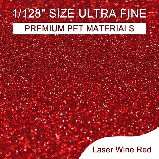 Ceya 3.8oz/ 110g Holographic Ultra Fine Glitter Powder Laser Wine Red Glitter - Image 2