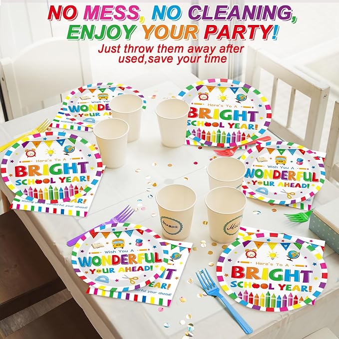100PCS Back To School Decorations School Season Supplies Paper Plates Napkins - Image 8