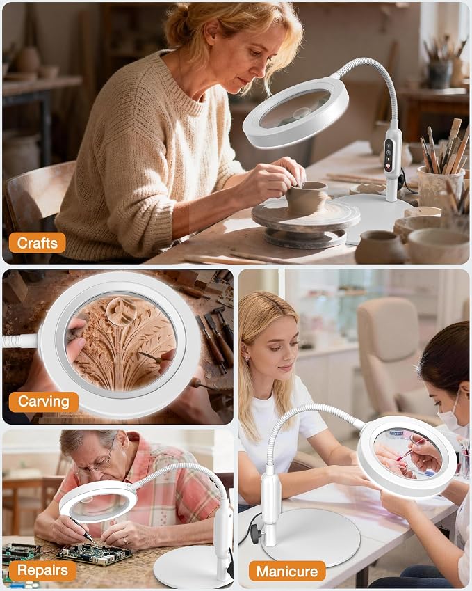 30X 10X Magnifying Glass with Light and Stand, 5 Color Modes Stepless Dimmable - Image 8