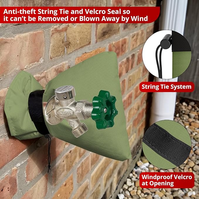 Redford Supply Co. Cold Snap (0F) 2 Pack Outdoor Faucet Covers for Winter Freeze Protection, 7.5"W x 9.5"H, Foam Spigot Insulated Cover, Outside Pipe Protection, Hose Bib (Green)