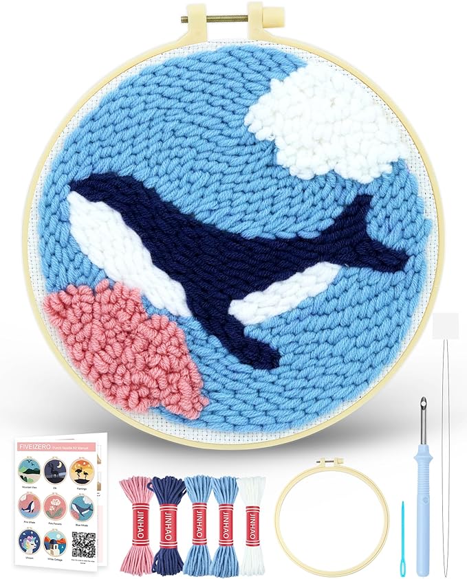 FIVEIZERO DIY Punch Needle Kit for Beginners, Yarn Punch Needle Art Craft Kit by FIVEIZERO