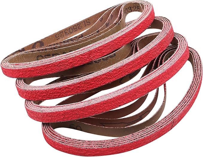 1/2 x 18 Inch Sanding Belts Ceramic, 60 Grit 1/2x18 Inch Sander Belts for Air Belt Sander, Metal Finishing, Rust Removal, Woodworking, 20 Pack