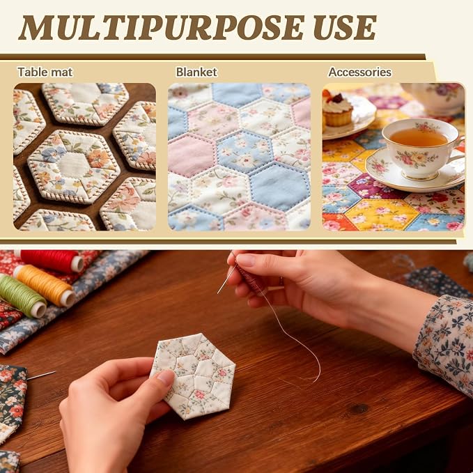 800 PCS Hexagon Piecing Paper Templates, 1.5" White Paper templates, Quilting - Image 5