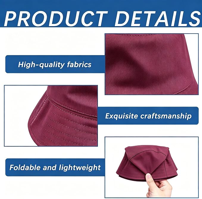 Bucket Hats Bulk Solid Color DIY Blank Hat Bucket Hats - Image 3