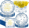 168Pcs Blue Floral Plates Blue Toile Scalloped Plates and Napkins Serves 24 | by Greencian