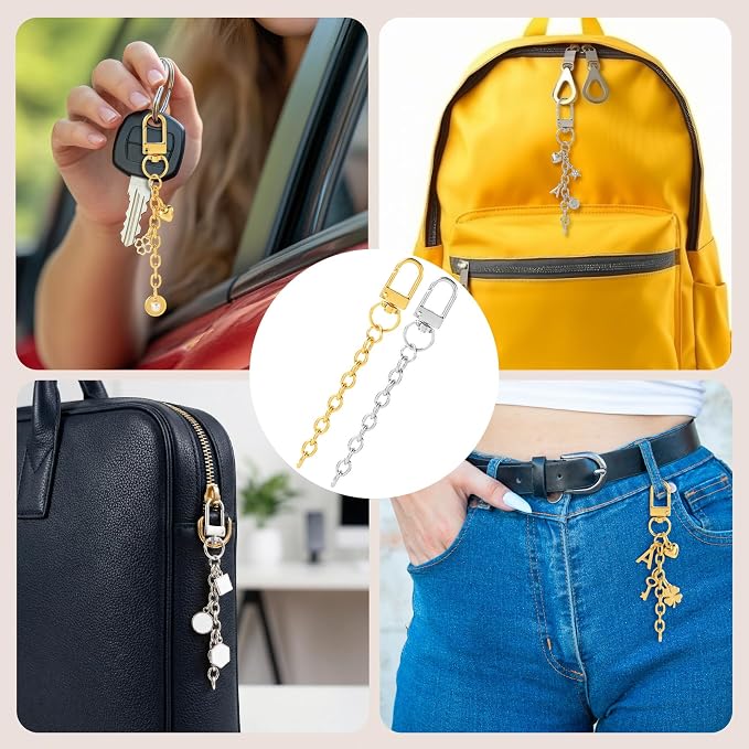 Hzopcw 20pcs Keychain Making Kit, Key Ring Swivel Snap Hook Chains, Alloy - Image 3