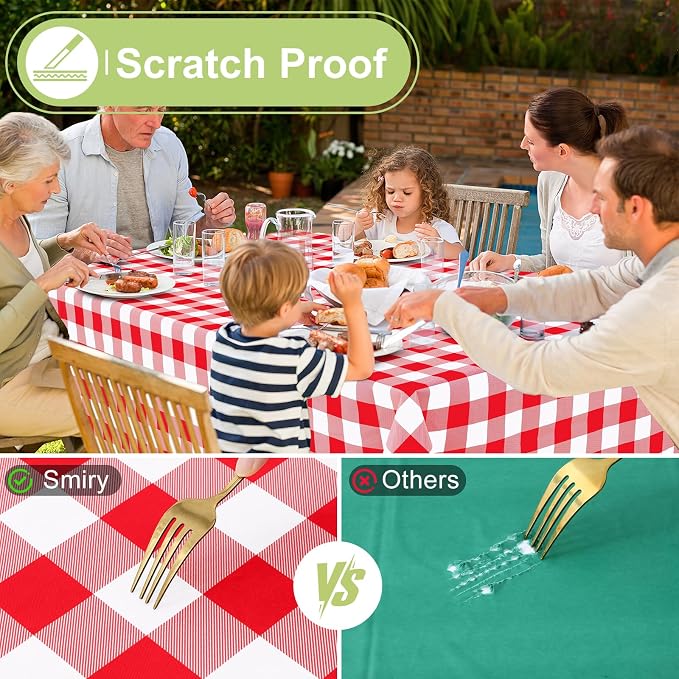 Smiry Rectangle Table Cloth, Waterproof Vinyl Tablecloth - Image 5