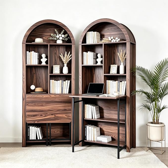 Folding Arched Bookshelf Narrow Bookcase - Image 3