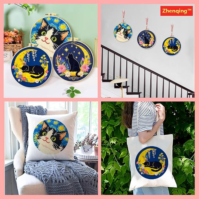 Zhenqing Night Sky Cats Cross Stitch Kit - Image 7