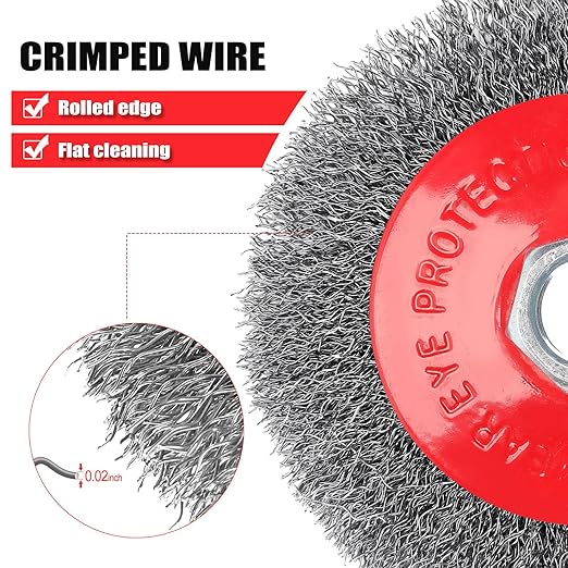 POLIWELL 12 Pack Wire Wheel Brush for Angle Grinder, 6pcs 4” Wheel Brushes, 6pcs 3” Cup Brush Set for 4 1/2 Grinders, 5/8 -11 Threaded Arbor, 0.020In Twisted Knotted Carbon Steel for Removal Rust