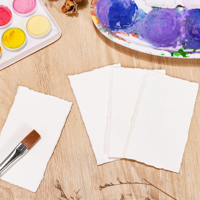 25 Sheets Watercolor Paper, 2 x 3.5, Deckled Edge Handmade Paper | 300 GSM paper - Image 3