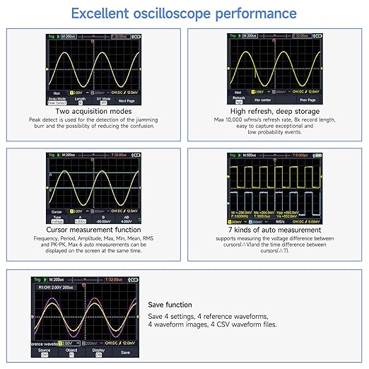 OWON Handheld Oscilloscope, Digital Multi Functional Oscilloscope Multimeters,20000 Counts Portable 2 in 1 Universal Test Instrument, with 3.5 inch LCD Screen Display 2CH 25Mhz Bandwidth HDS25