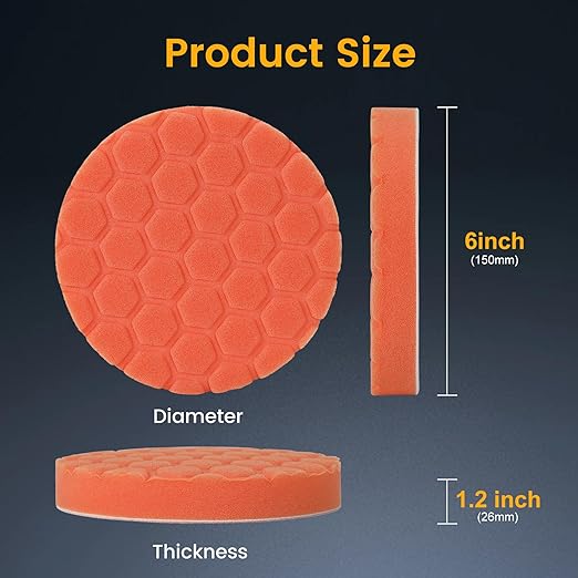 Buffing Polishing Pads 6 Inch - 7Pcs 150mm Face for 6 Inch 150mm Backing Plate, Car Compound Buffing Sponge Pads and Woolen Cutting Polishing Pad Kit for Car Polishing and Waxing