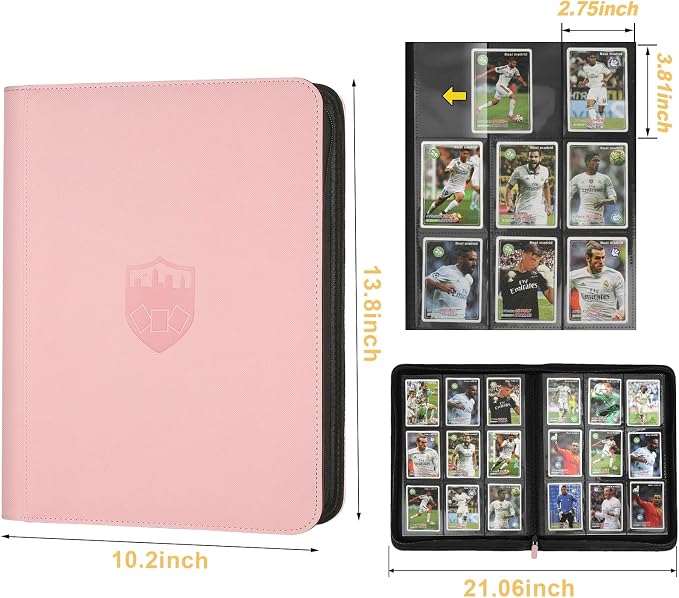 360 Cards Ringless 9-Pocket Side Loading Trading Card Binder, PU Zipper Fixed - Image 4