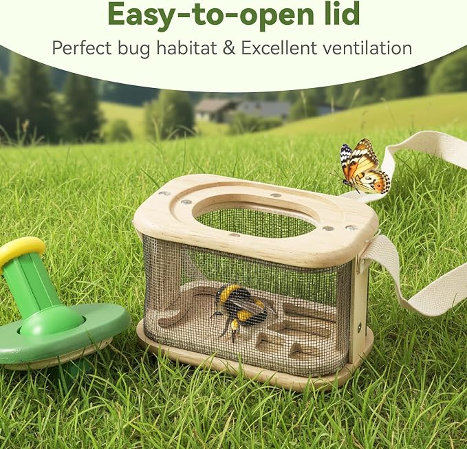 Wooden Bug Catcher for Kids, 360° Rotating Magnifier, Insect Explorer kit - Image 6