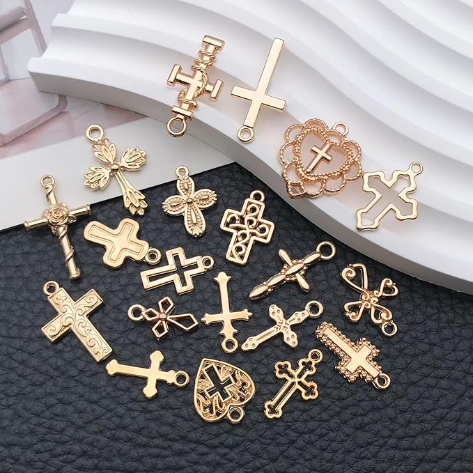 WOCRAFT 60pcs KC Gold Cross Bracelet Charms - Image 3