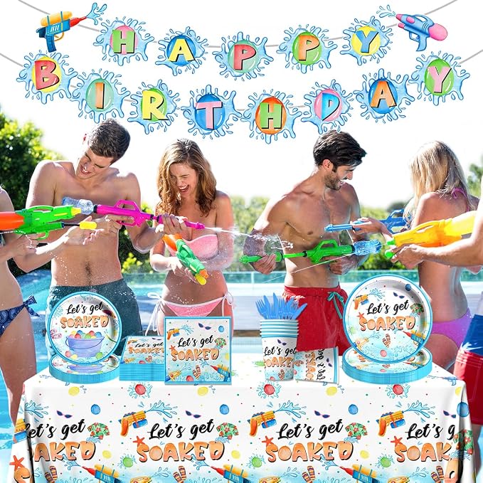 Summer Party Decorations, Include Plates and Napkins, Tablecloth, Banner - Image 2
