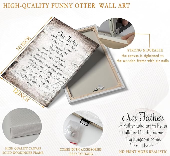 YOXORDQ Our Father Prayer Canvas Wall Art-Canvas Wrapping 12x16in | Christian - Image 3