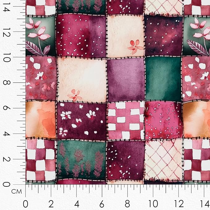 Cotton Satin Fabric Panel with Floral Patchwork Designs – 6 Printed Panels - Image 8