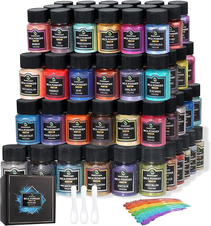 Smalltongue Mica Powder for Epoxy Resin, 108 Colors, 36 Original Colors by Smalltongue