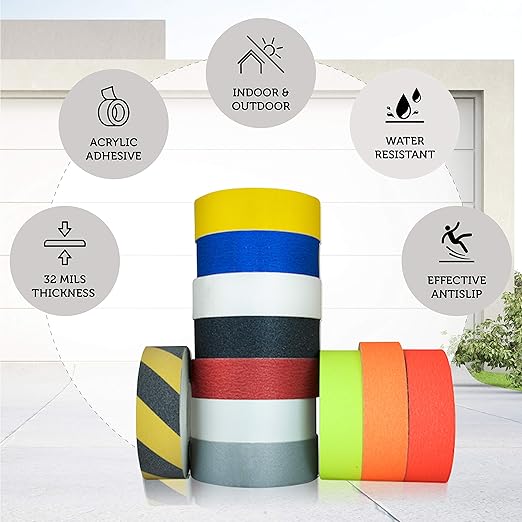 GGR Supplies T.R.U. NST-20 Black Non-Skid Tape 1 in. Wide x 60 ft. Length Safety Way 60 Grit Anti Slip Traction Tape 32 Mil No Slip