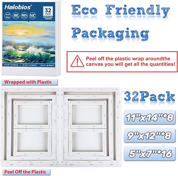 Halobios 32 Packs Professional Stretched Canvas - Image 2