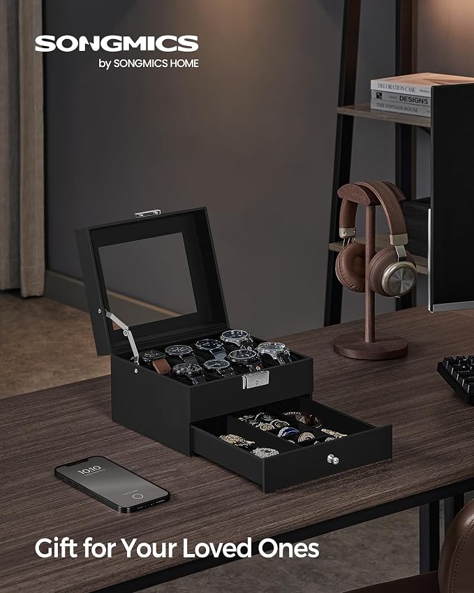 SONGMICS Watch Box, 8-Slot Watch Case Organizer - Image 2
