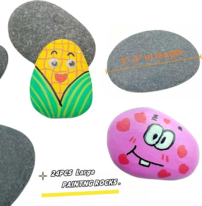 CYLHCM 24 PCS Rocks for Painting, Large Smooth Rocks for Crafts, Decoration - Image 3