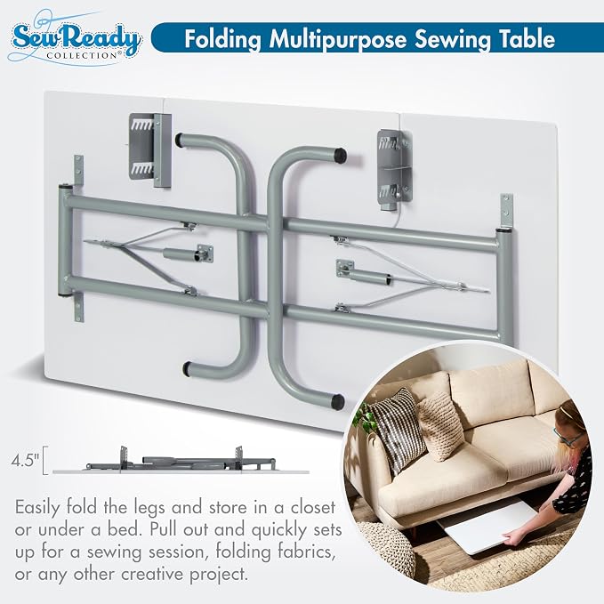 Studio Designs Folding Multipurpose Sewing & Craft Table w/ Machine Shelf - Image 7