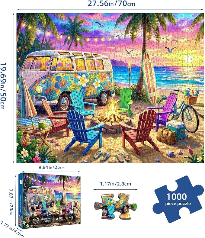 Sunset Beach Camp Puzzles for Adults 1000 Pieces, Challenging Jigsaw Puzzles - Image 5